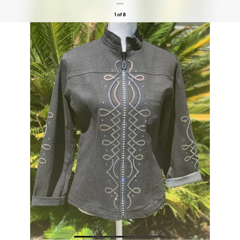 Christine Alexander Swarovski Crystal heavily embellished Jacket Coat Sz S ⭐️